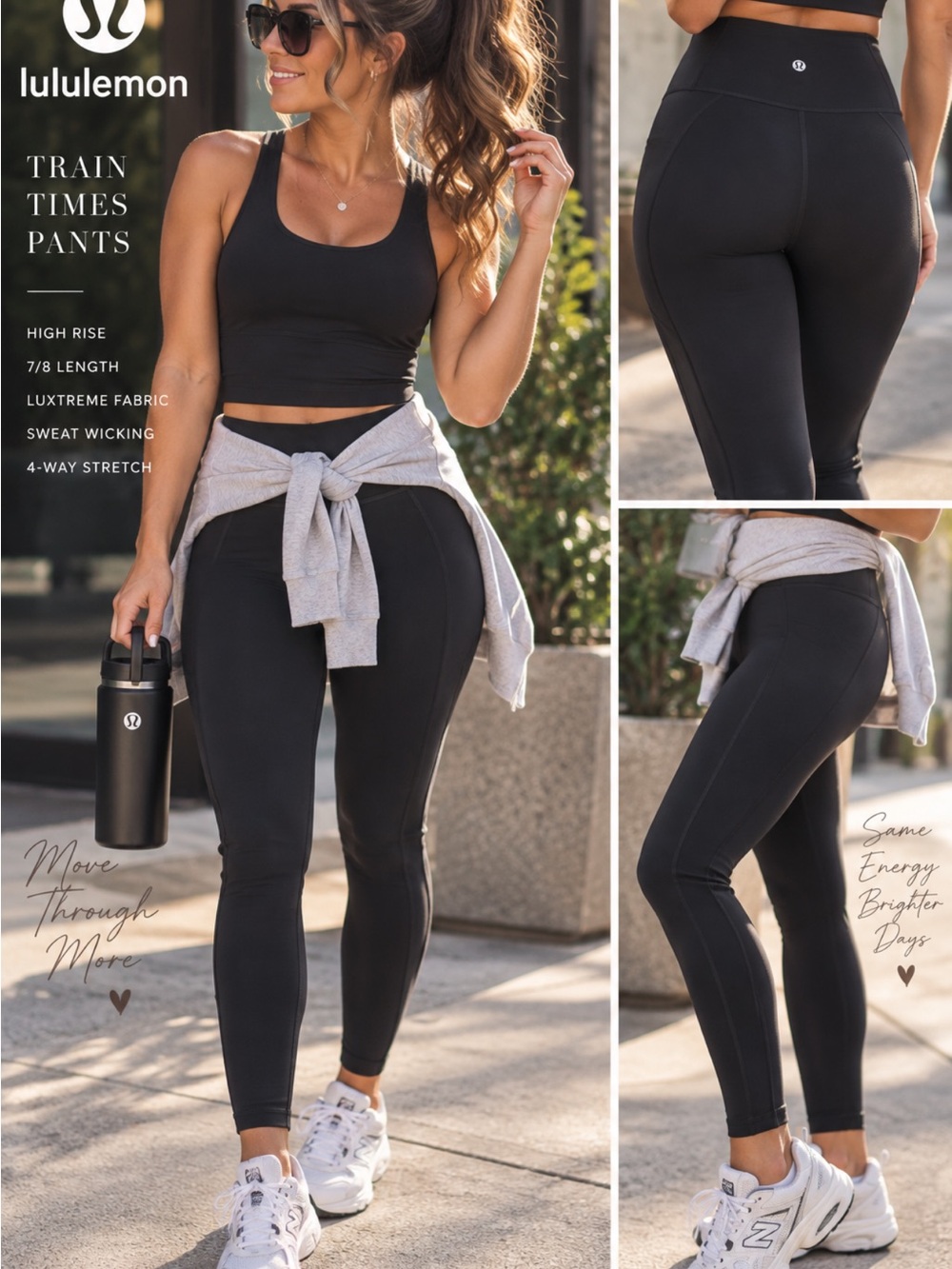 Lululemon High-Rise Train Times 7/8 Length Black Leggings Sz 6